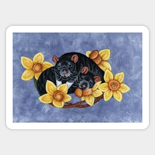 Rats and Daffodils Sticker